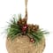 5" Green Rustic Pinecone & Holly Berry Jingle Bell Ornament